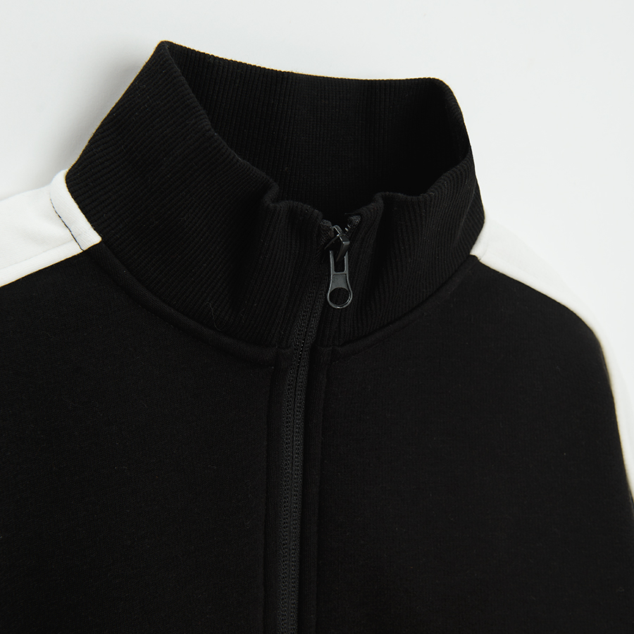 Black and brown zip through sweatshirt