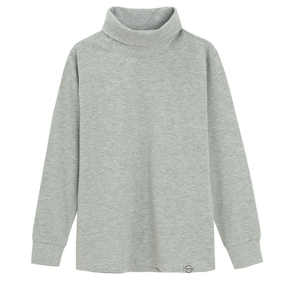 Grey turtleneck long sleeve blouse