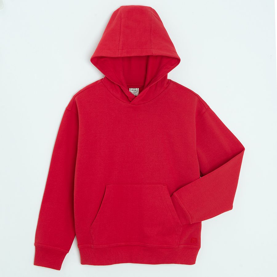 Red hooded sweatshirt