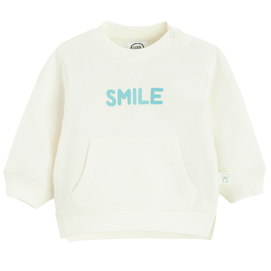 White sweatshirt SMILE print