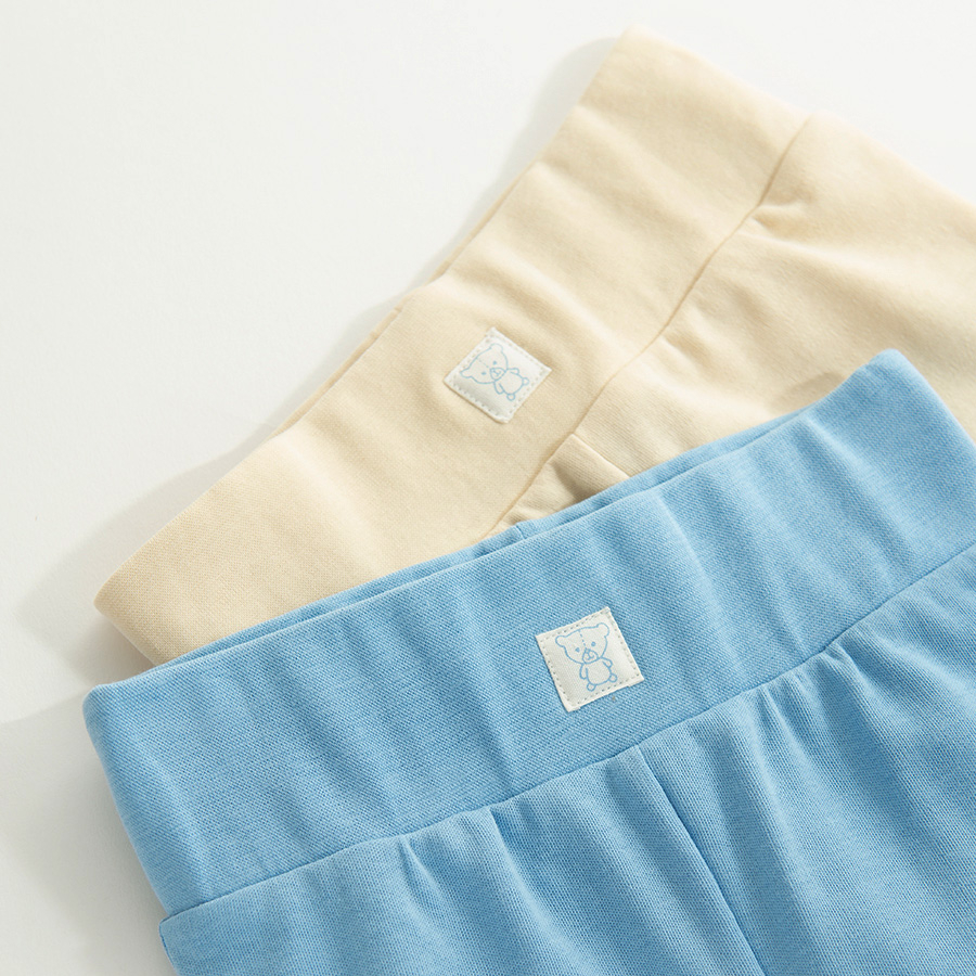 Παντελόνια 2 τμχ εκρού και μπλε με πατουσάκια