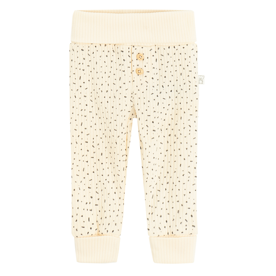 Ecru wrap long sleeve bodysuit with matching footless leggings- 2 pieces