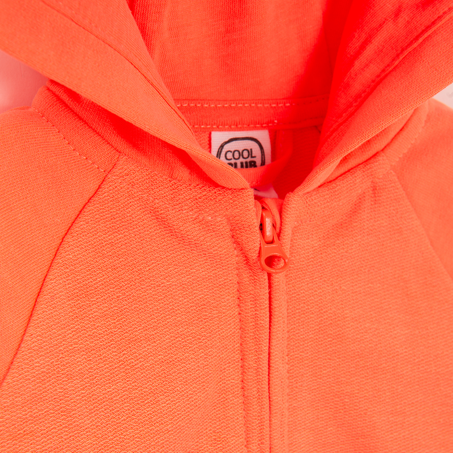 Orange zip through hooded sweatshirt