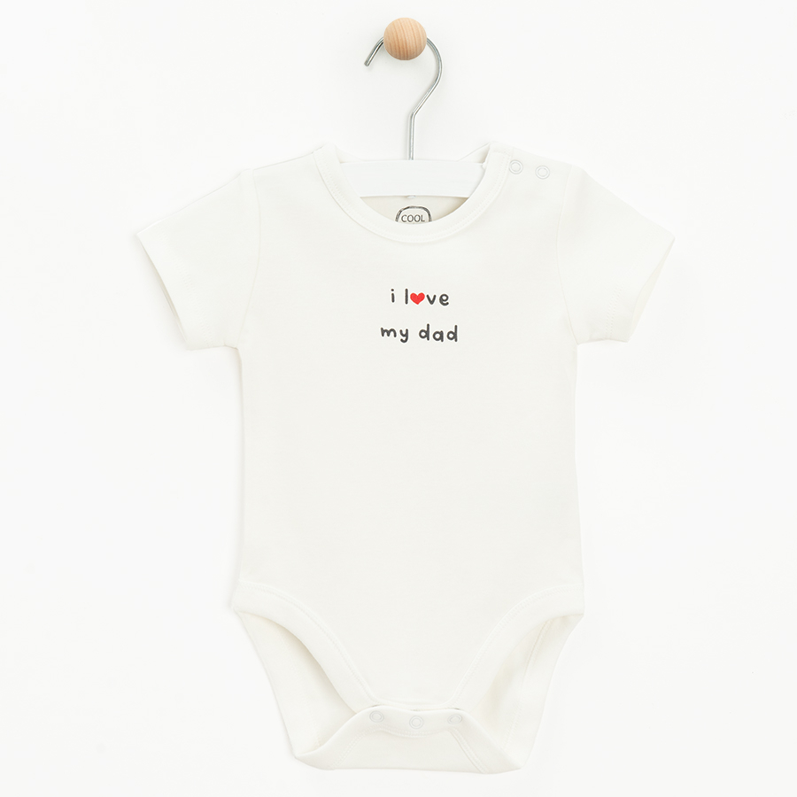 White short sleeve bodysuits with love mom and dad prints- 4 pack