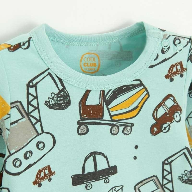 Mint long sleeve bodysuit with trucks prnt