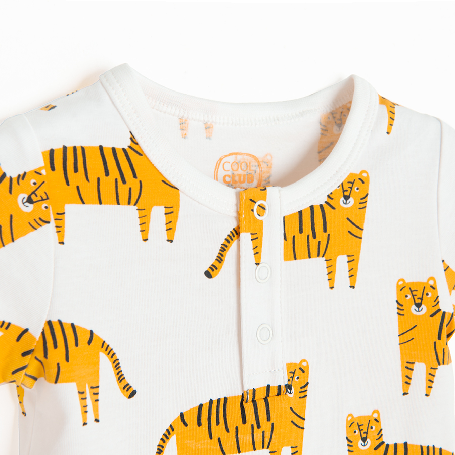 White short sleeve bodysuit with tigers print