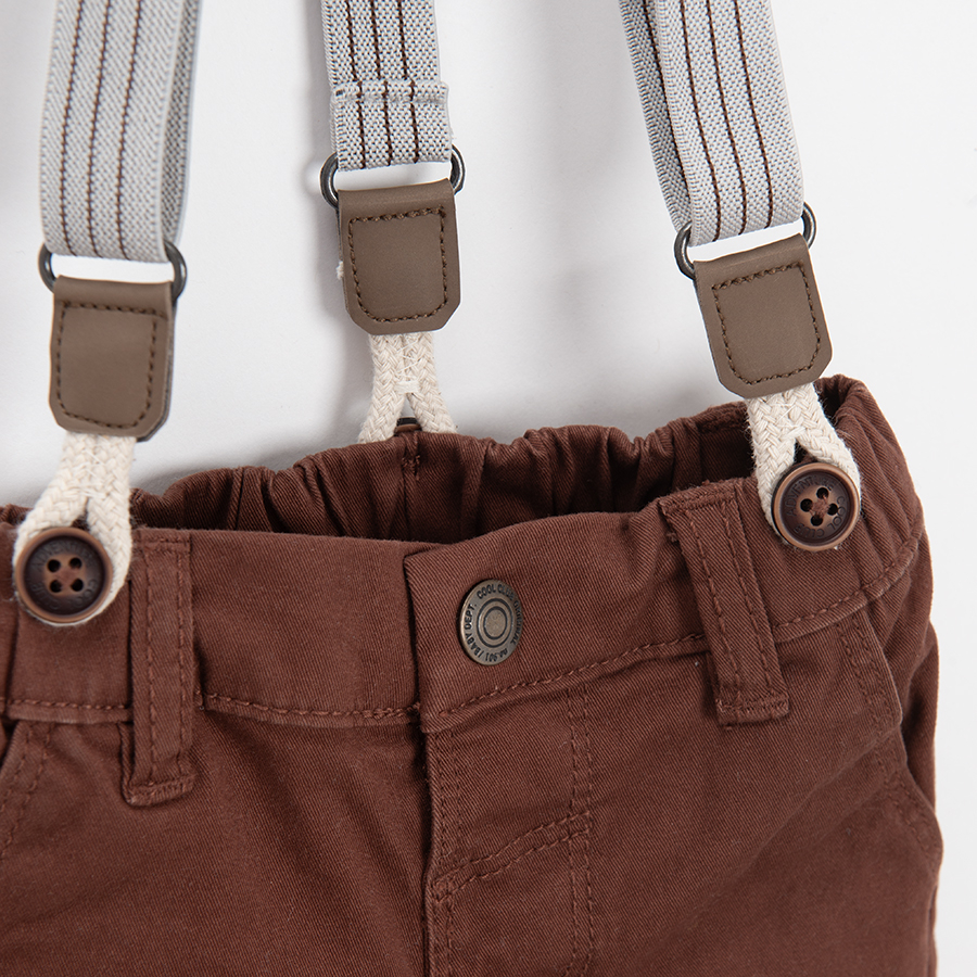 Brown pants with suspenders