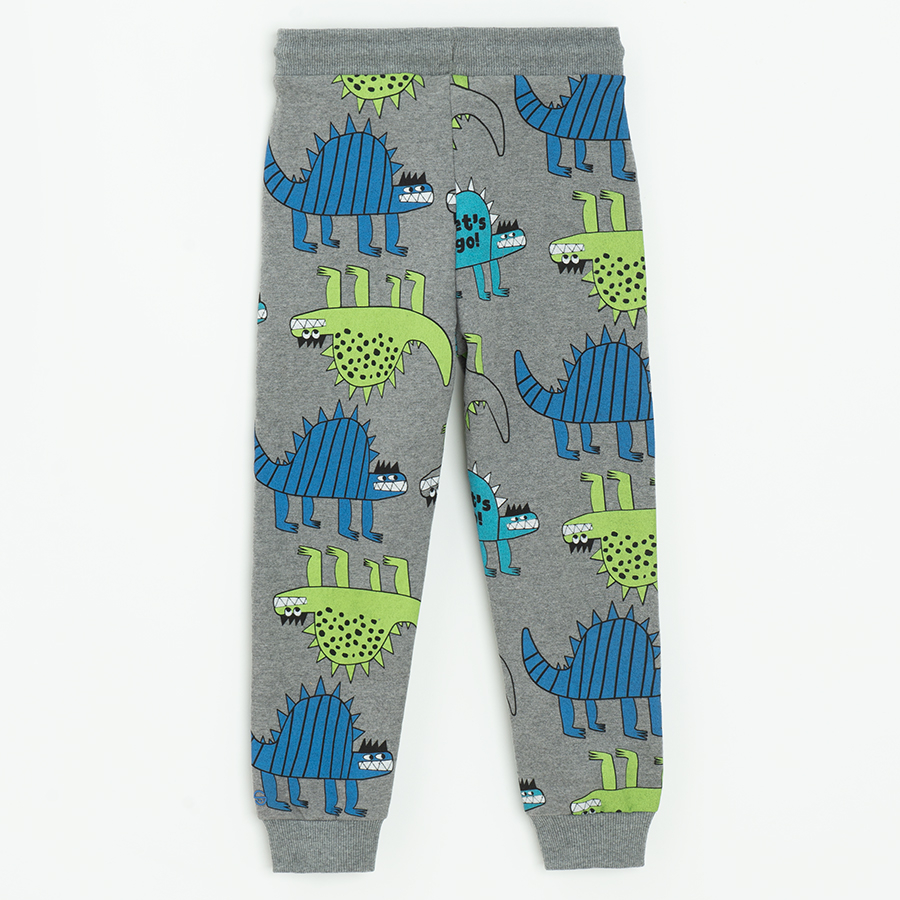 Grey sweatpants with dinosaurs print