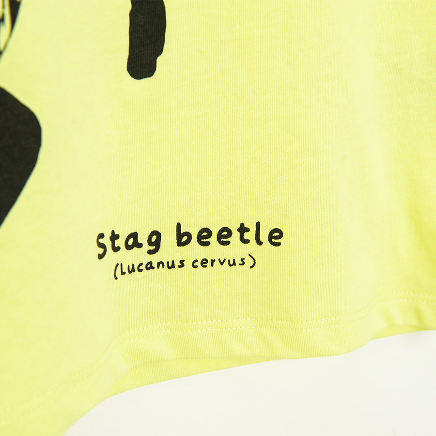 Yellow T-shirt with stag beetle print