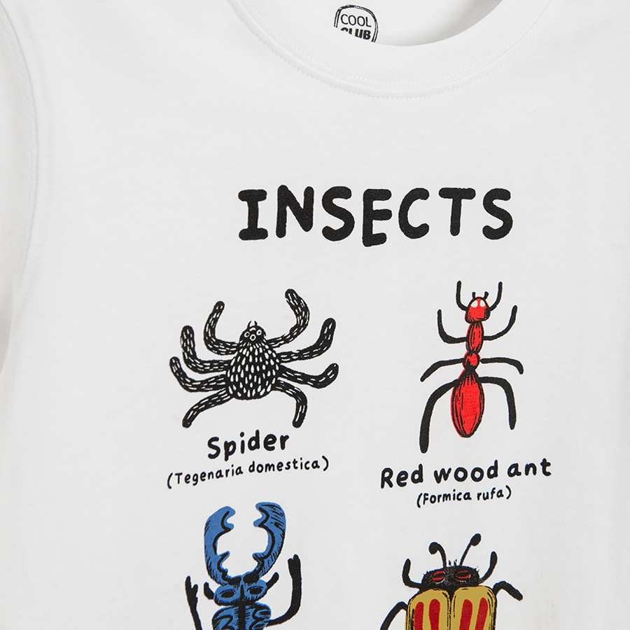 White T-shirt with insects print and blue T-shirt with beetle print - 2 pack