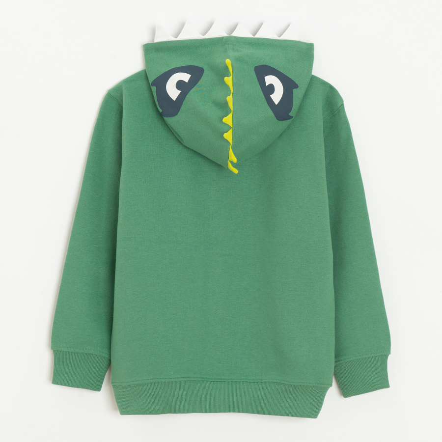 Green zip through hooded T-rex sweatshirt