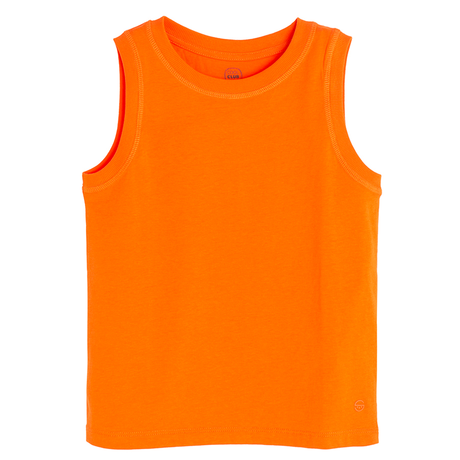 Orange sleeveless T-shirt