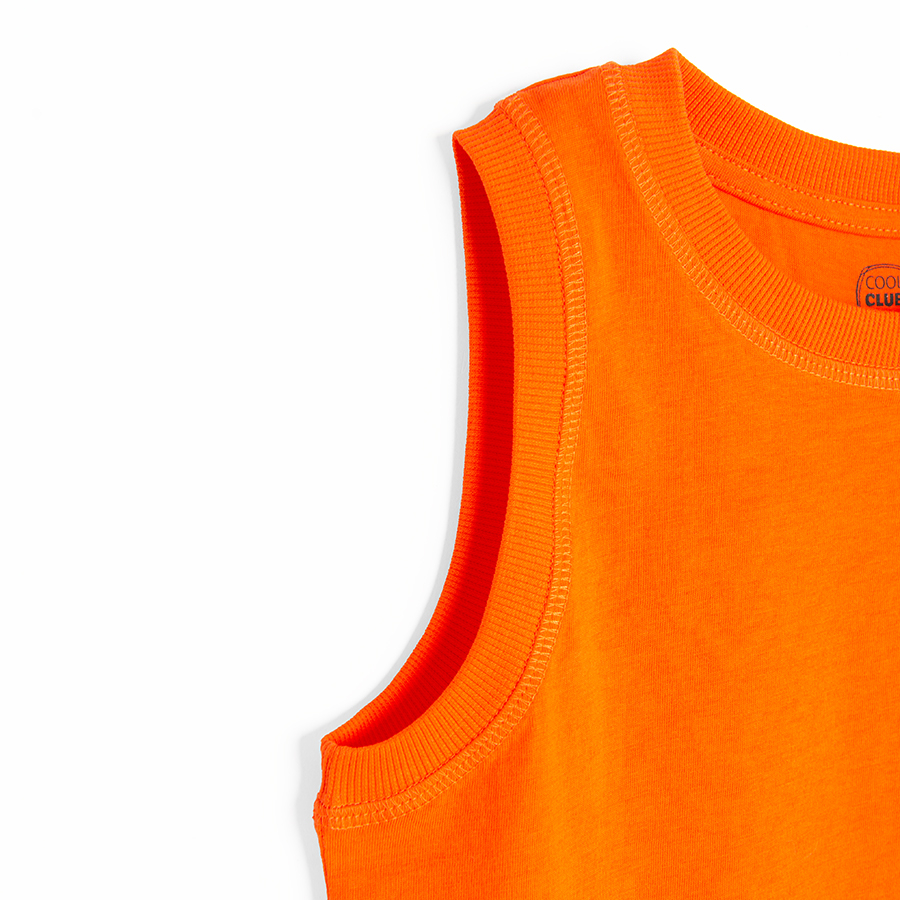 Orange sleeveless T-shirt