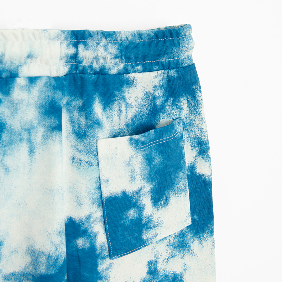 Blue tie dye jogging pants with cord