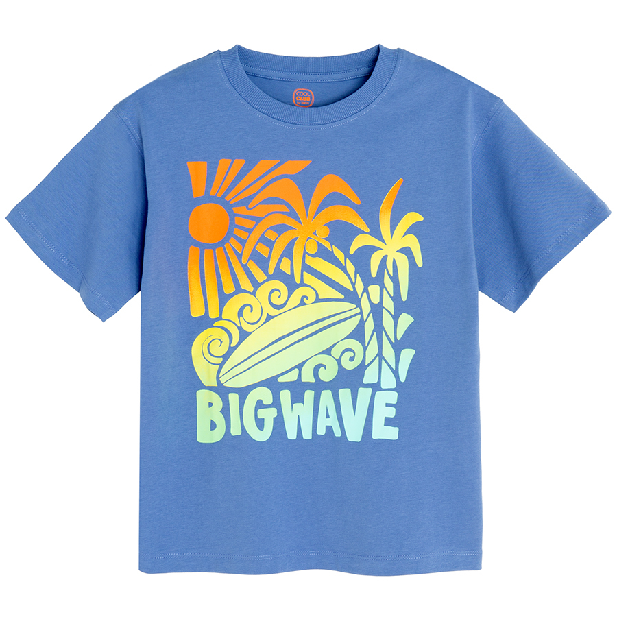 Μπλούζα κοντομάνικη μπλε με στάμπα surf BIG WAVE