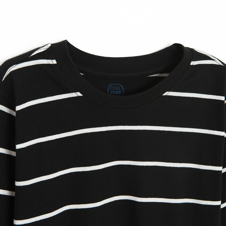 Black and white stripes long sleeve blouse