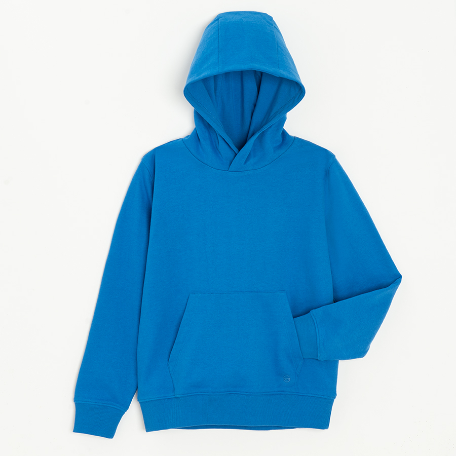 Blue hooded sweatshirt