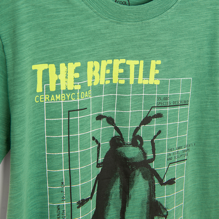 Green T-shirt with beetle print