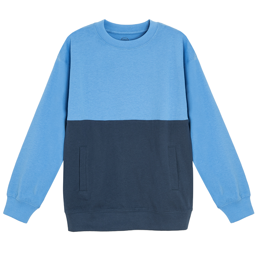 Light blue and blue sweatshirt