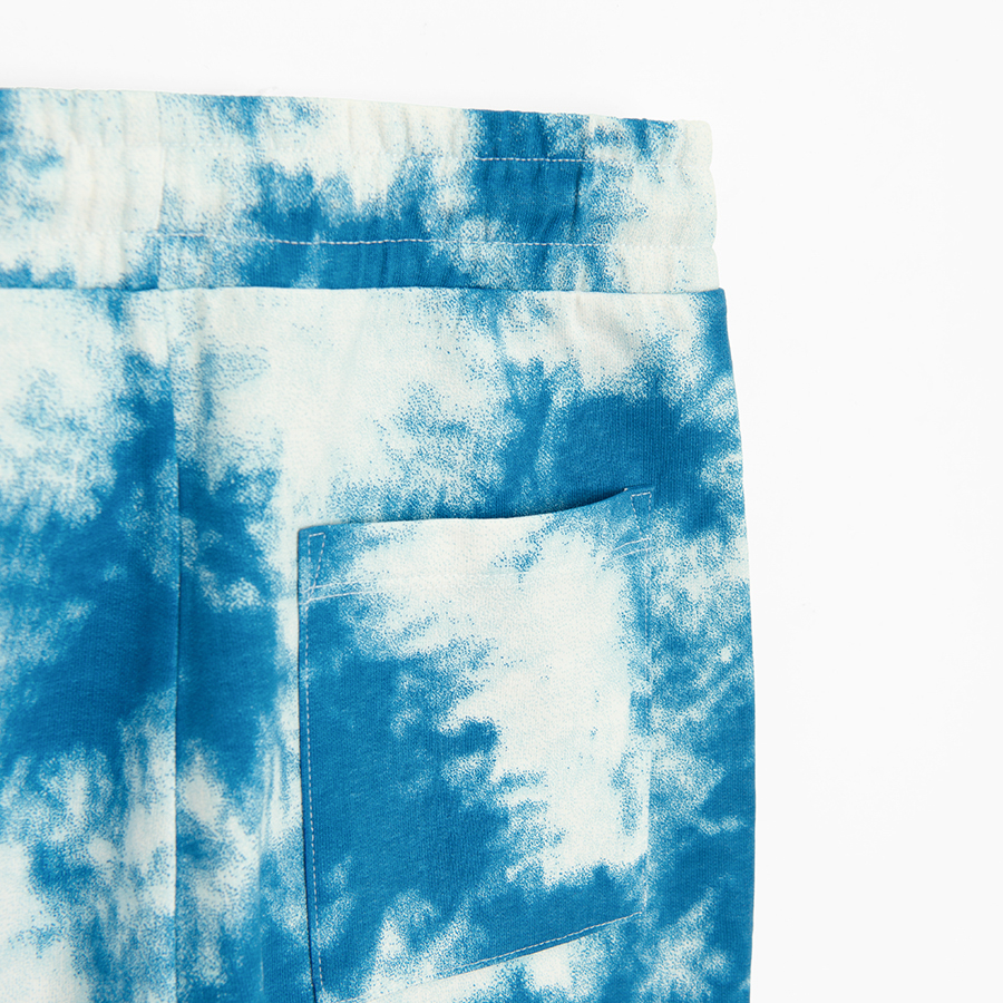 Blue tie dye jogging pants with cord