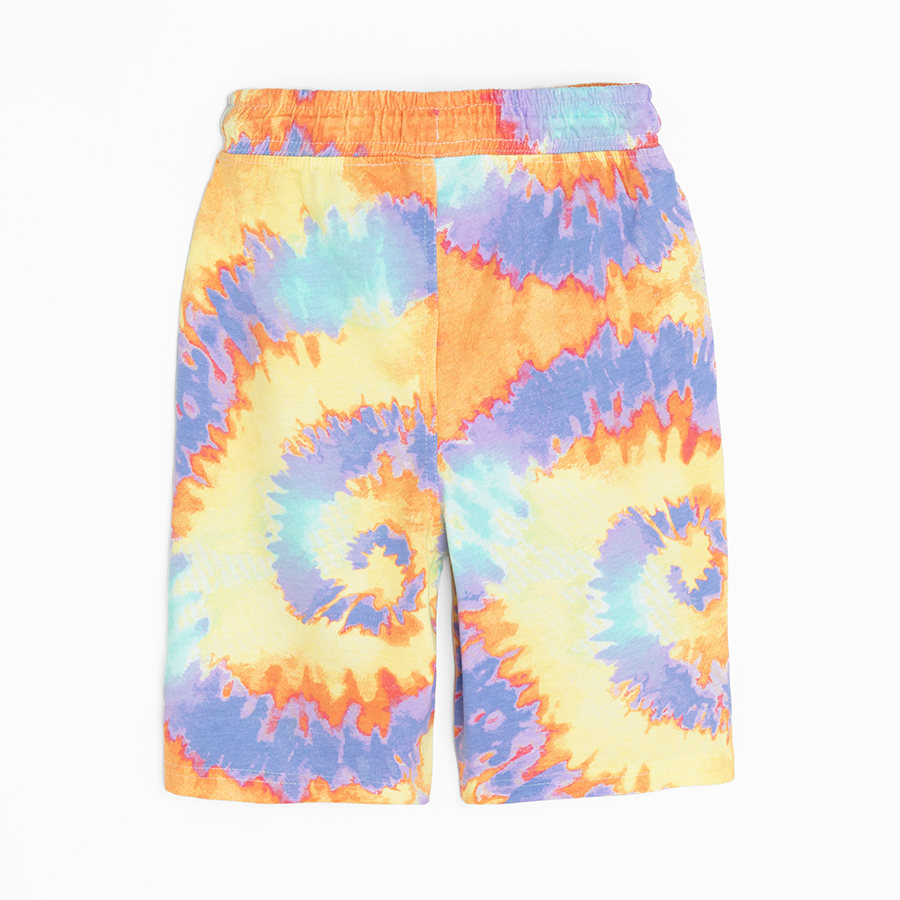 Σορτς βερμούδα πορτοκαλί και μωβ με εφέ tie dye