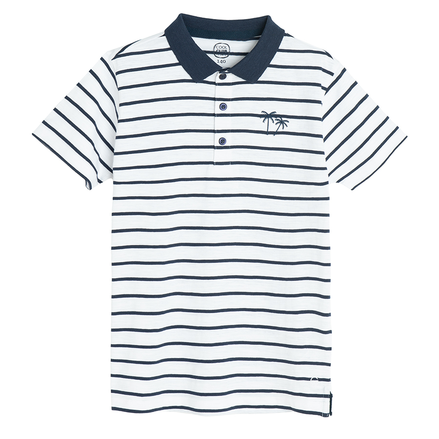 White and blue stripes polo T-shirt