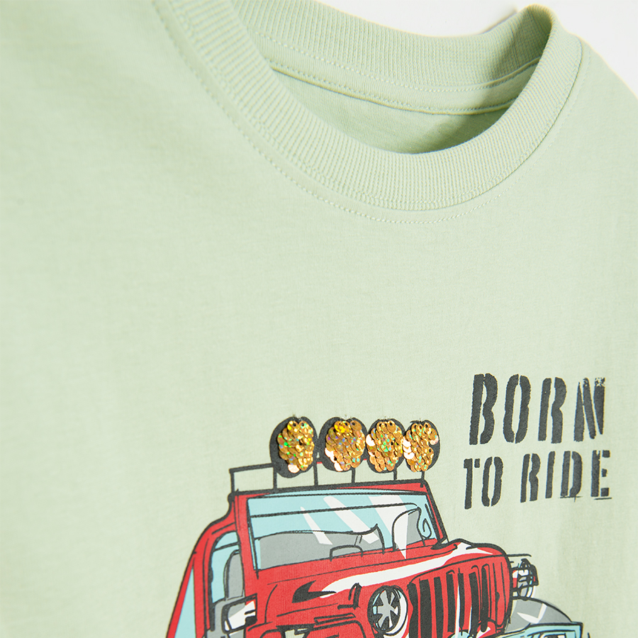 Μπλούζα μακρυμάνικη πράσινη με στάμπα BORN TO RIDE