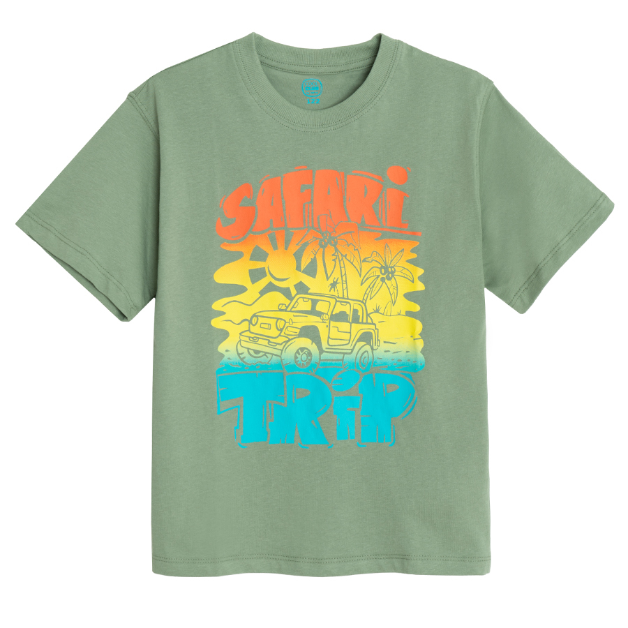 Μπλούζα χακί κοντομάνικη με στάμπα Safari Trip