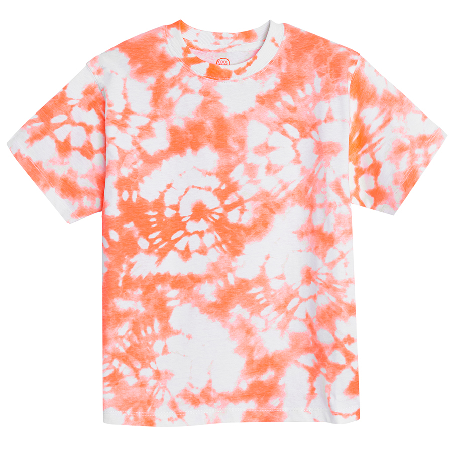 Μπλούζα κοντομάνικη πορτοκαλί με εφέ tie dye
