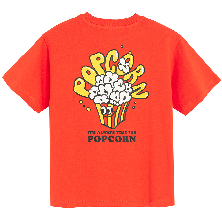 Μπλούζα κοντομάνικη κόκκινη με στάμπα POP CORN