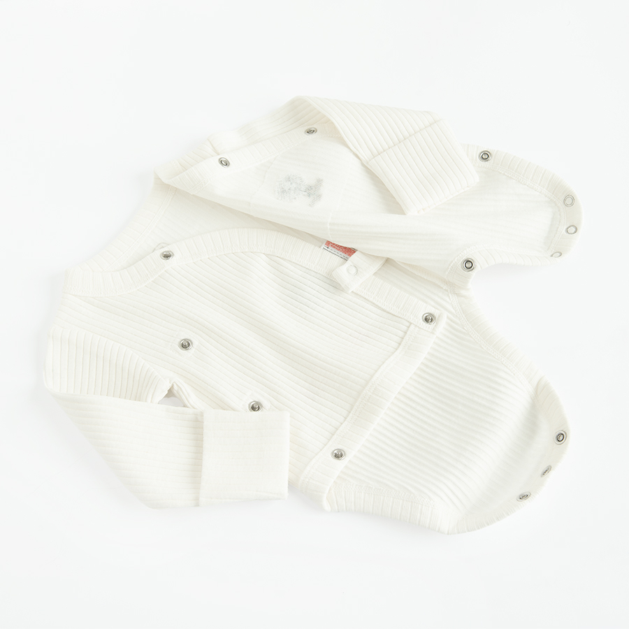 Φορμάκι 2 τμχ γκρι λευκό μακρυμάνικο ριπ με στάμπα προβατάκια