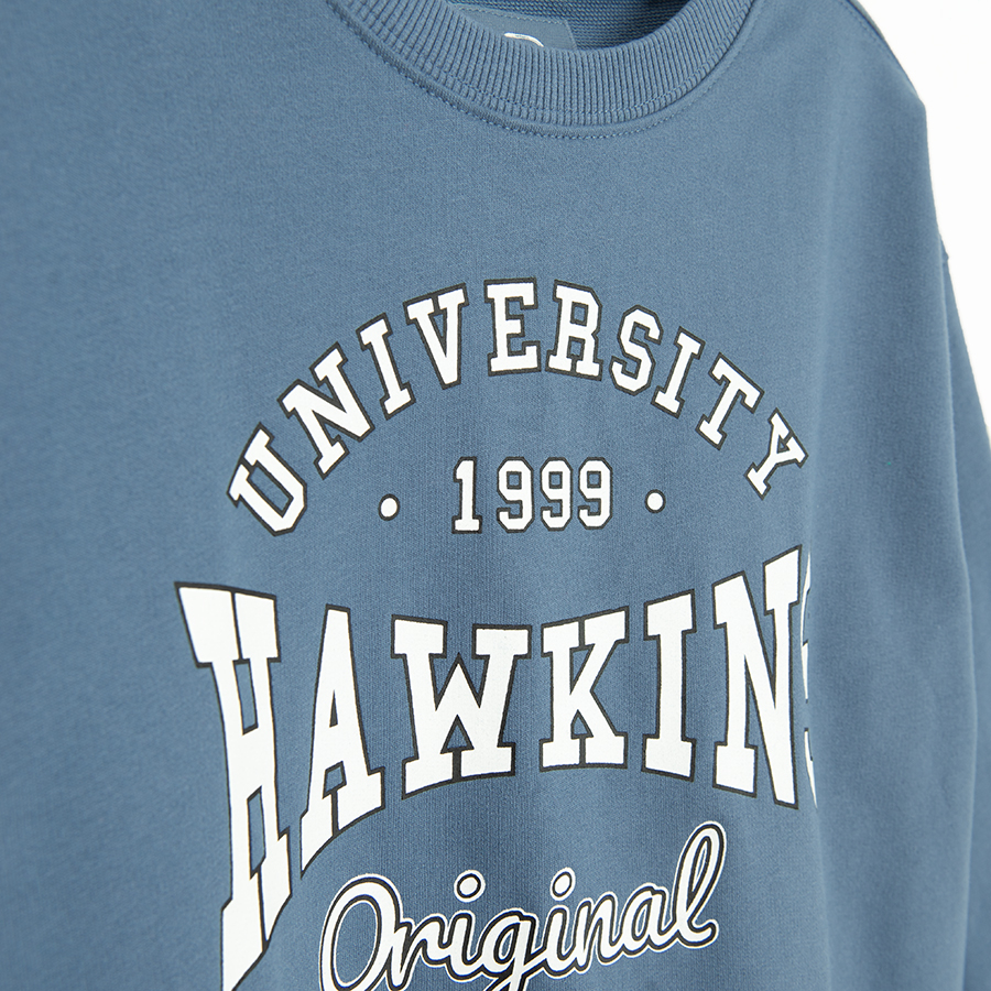 Φούτερ μπλε με στάμπα University Hawkins