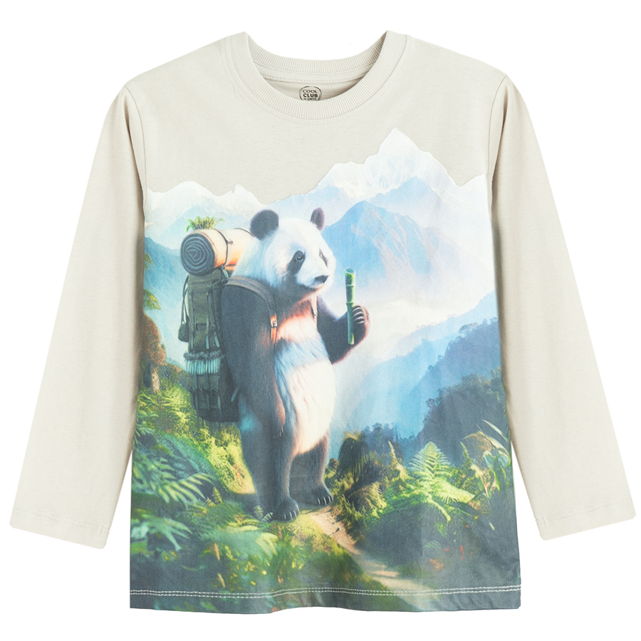 Μπλούζα μακρυμάνικη με στάμπα ζωάκι panda