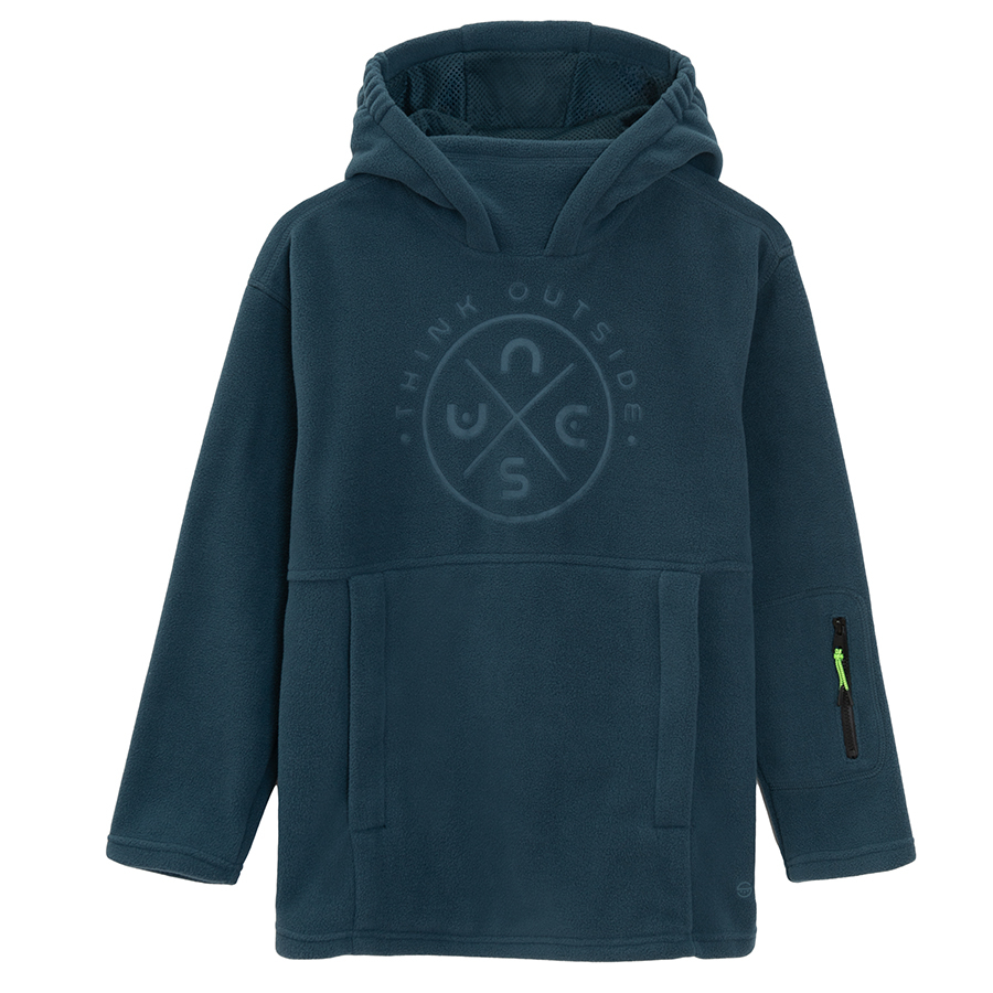 Φούτερ μπλε σκούρο fleece με κουκούλα