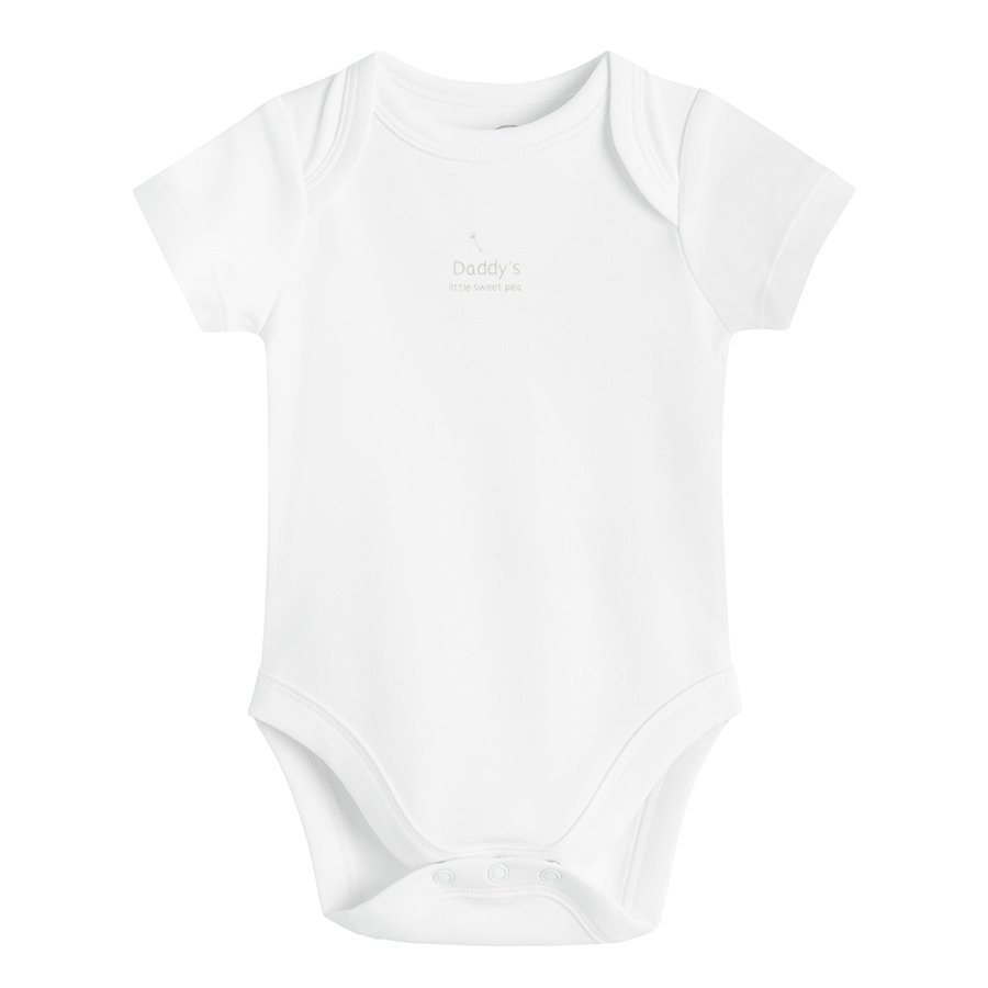 Φορμάκι κοντομάνικο 4 τμχ. λευκό και μπεζ I LOVE MUMMY, I LOVE DADDY