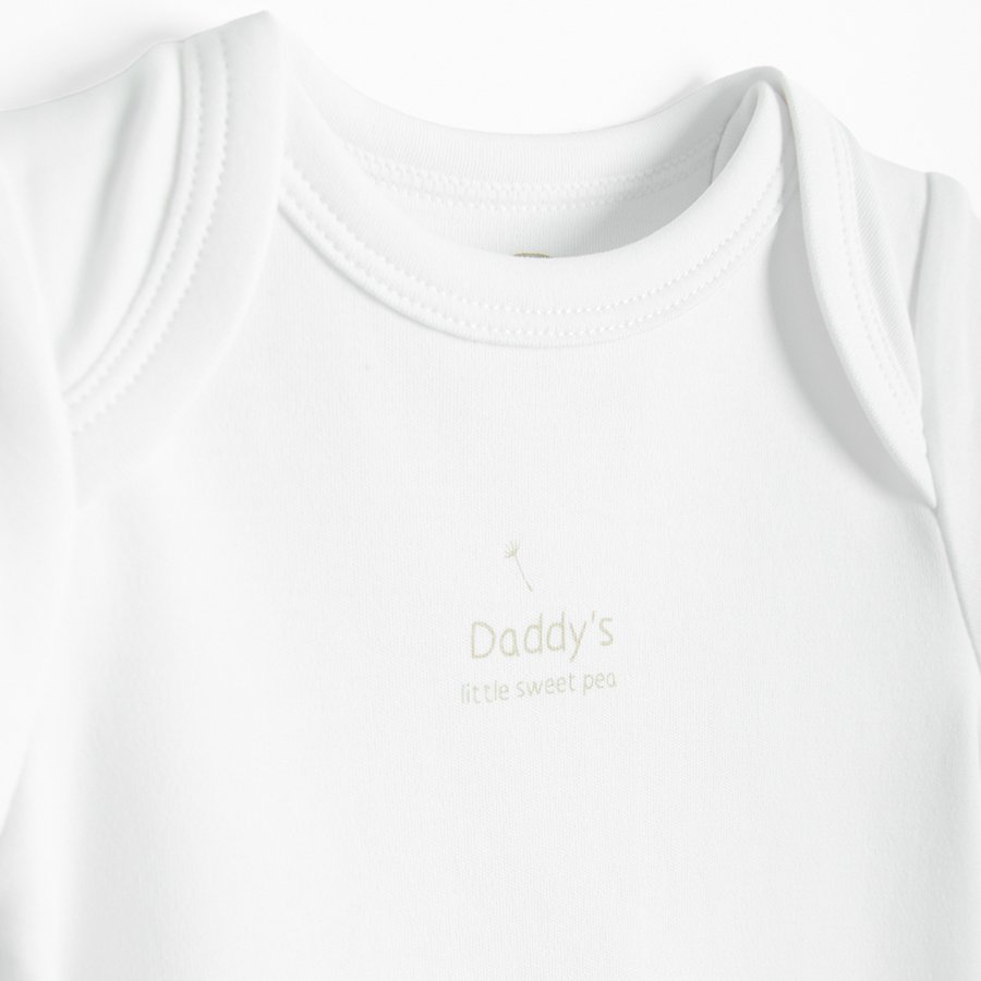 Φορμάκι κοντομάνικο 4 τμχ. λευκό και μπεζ I LOVE MUMMY, I LOVE DADDY