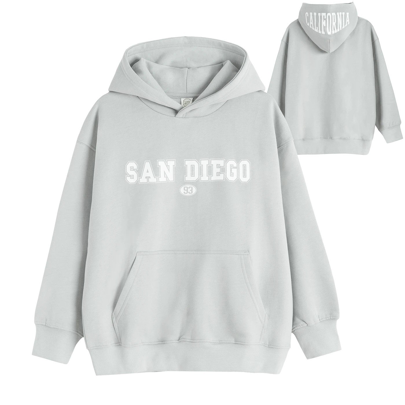 Φούτερ γκρι με κουκούλα και στάμπα SAN DIEGO CALIFORNIA