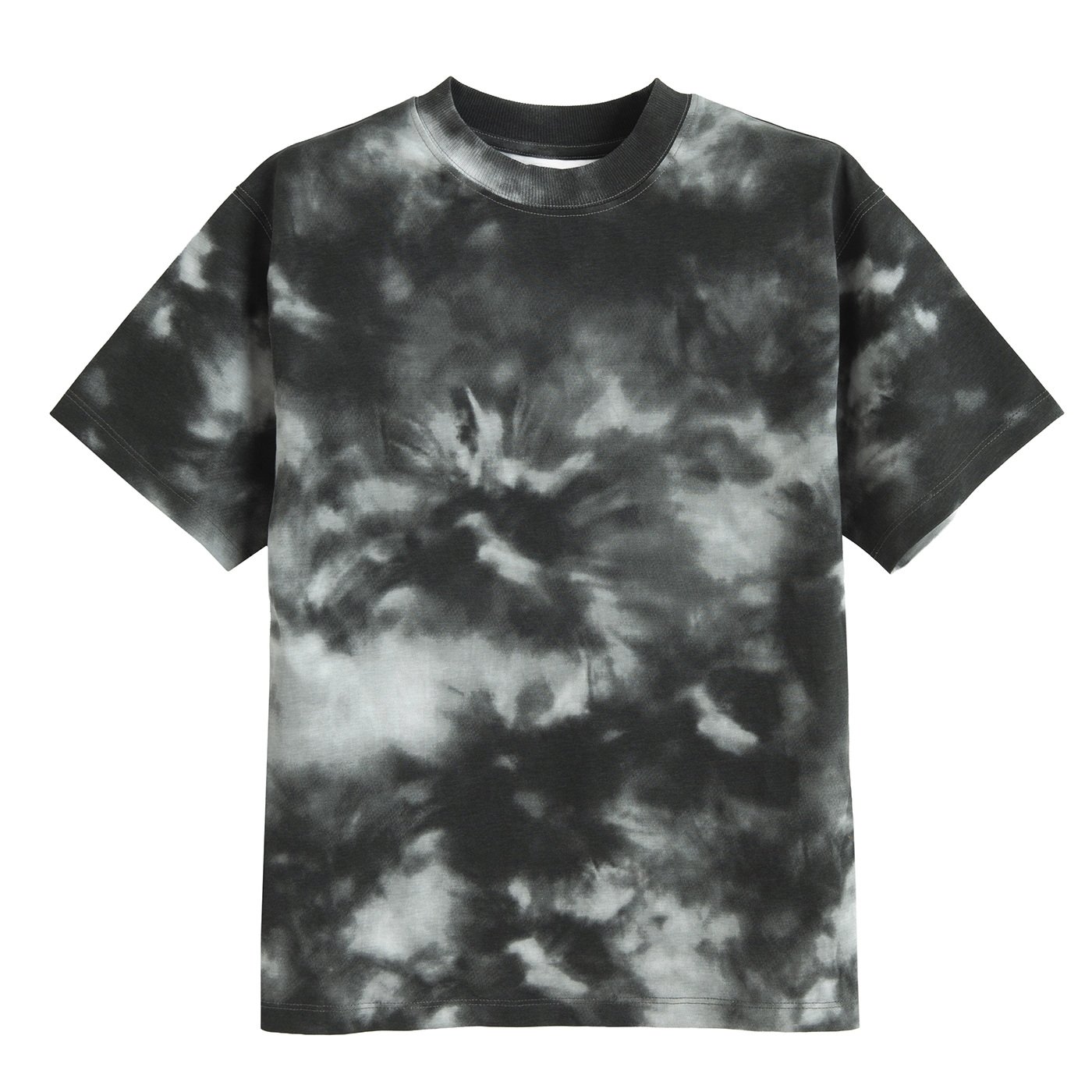 Μπλούζα κοντομάνικη 2 τμχ. μαύρη με εφέ tie dye και μπορντό