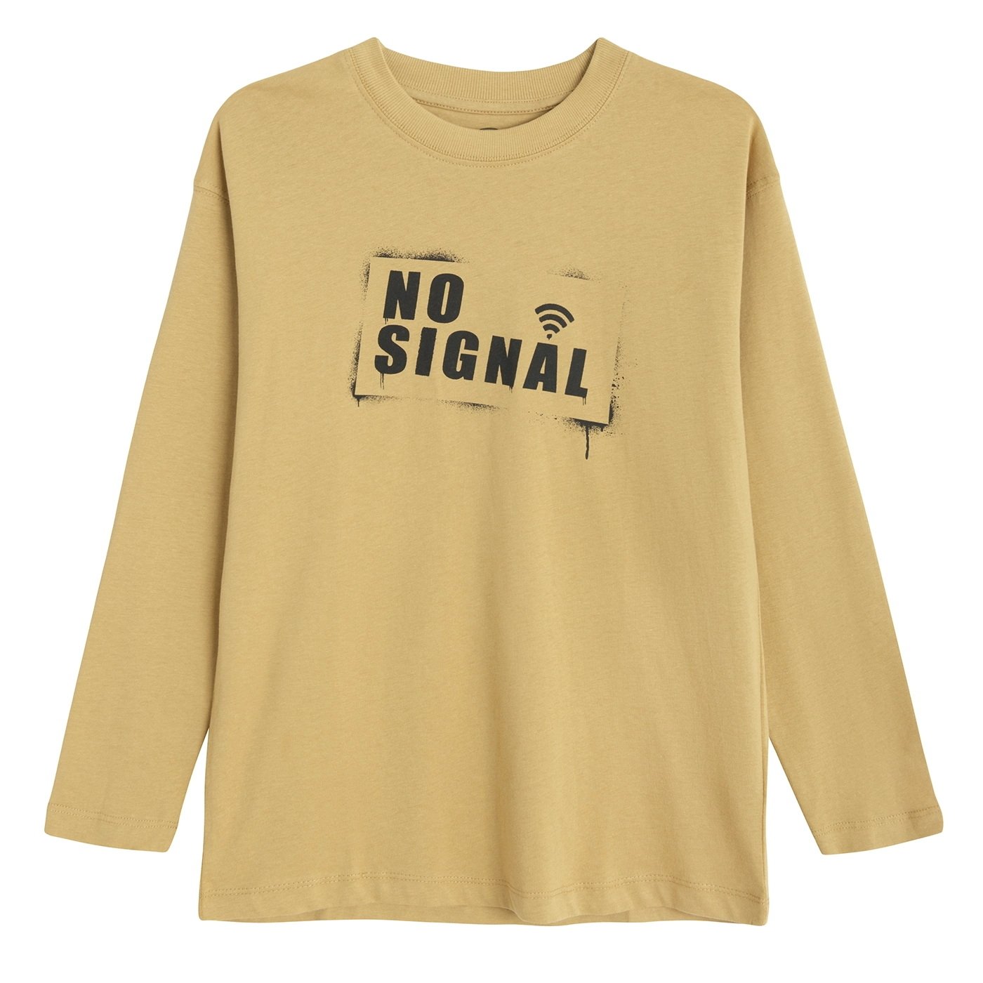 Μπλούζα μακρυμάνικη κίτρινη με στάμπα NO SIGNAL