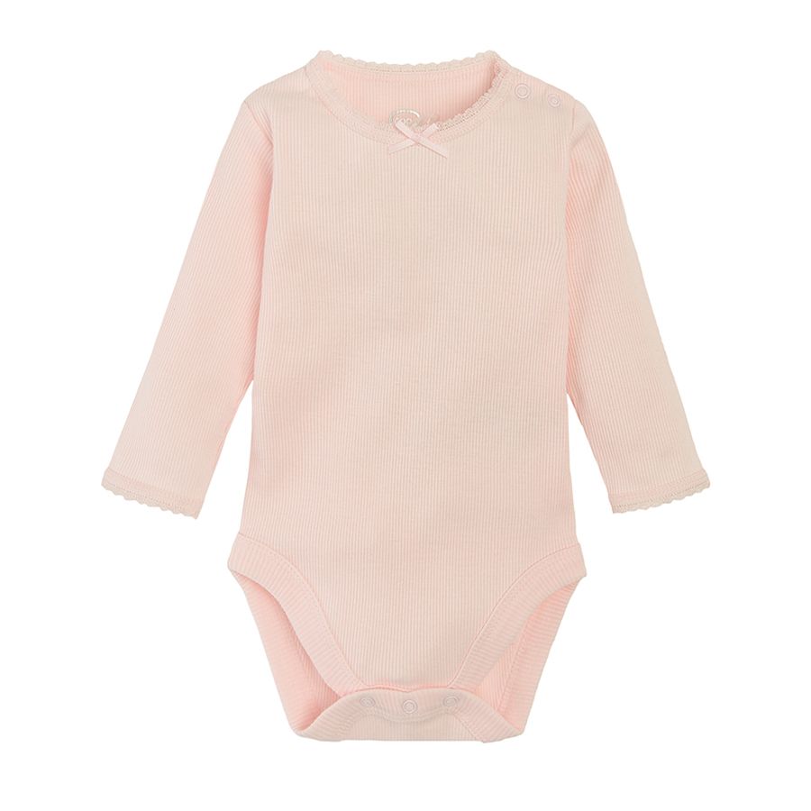 White and pink long sleeve bodysuits- 2 pack