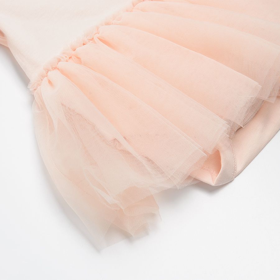 Pink short sleeve bodysuit/ dress with kitten print and tutu skirt