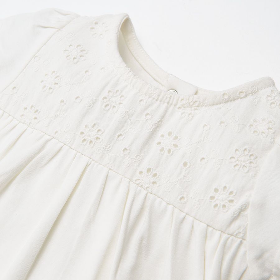 Φόρεμα με κορμάκι λευκό με λεπτομέρεια δαντέλα