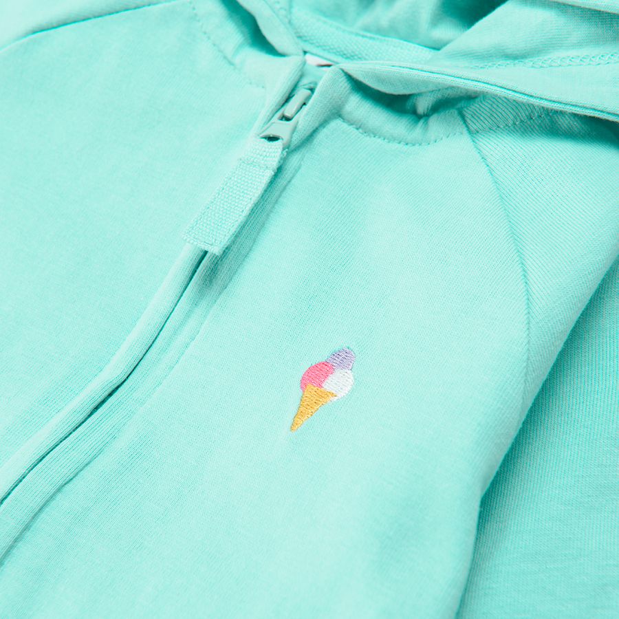 Zip through hoodie with embroidered ice cream