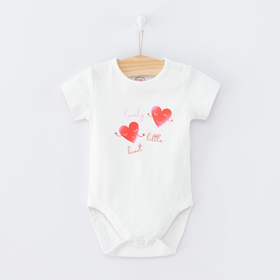 Navy style with hearts and white with hearts short sleeve bodysuits 2-pack