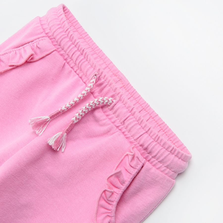 Jogging pants with ruffle and cord