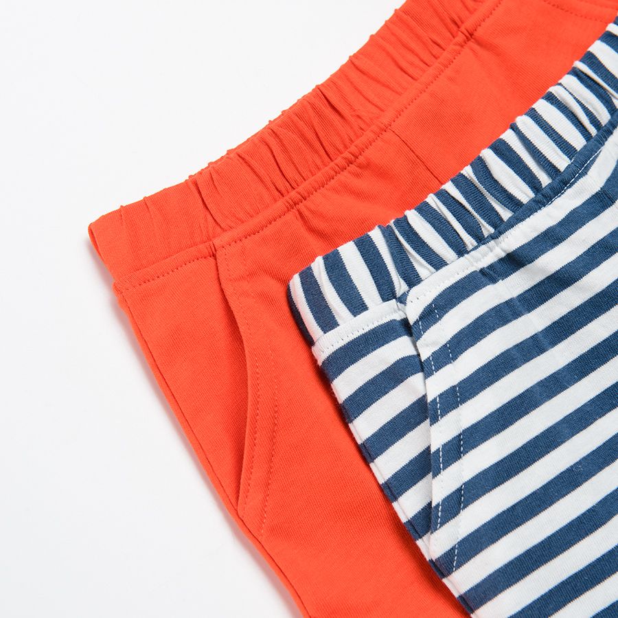 Red and white and blue stripes shorts 2-pack
