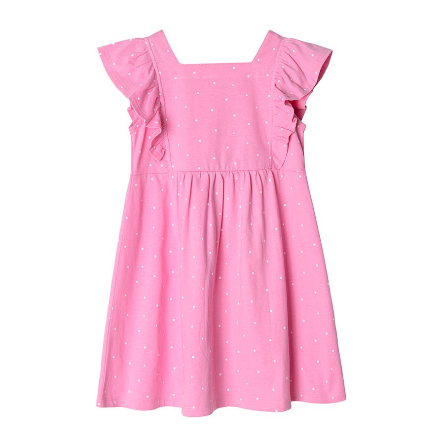 Pink polka dot dress with ruffle