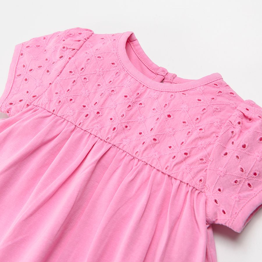 Pink short sleeve bodysuitdress and lace details
