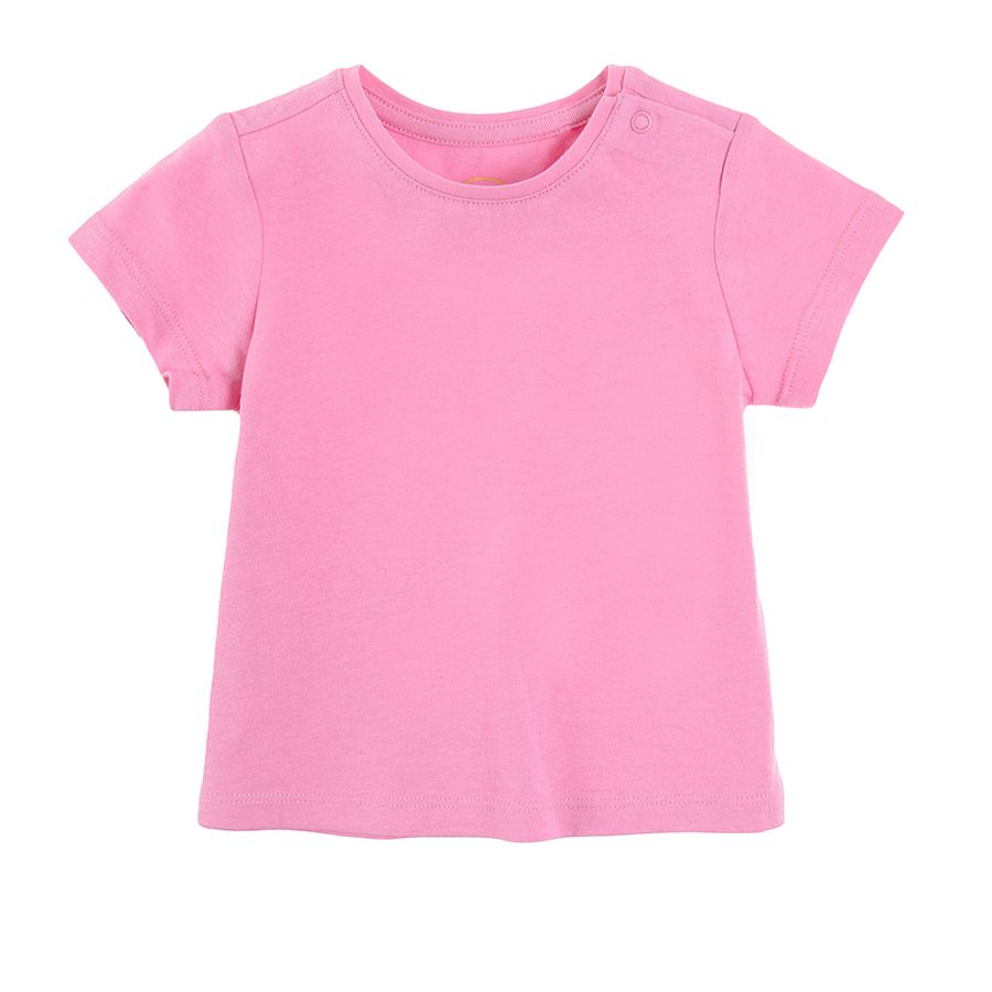 Pink short sleeve blouse and ruffle skirt clothing set