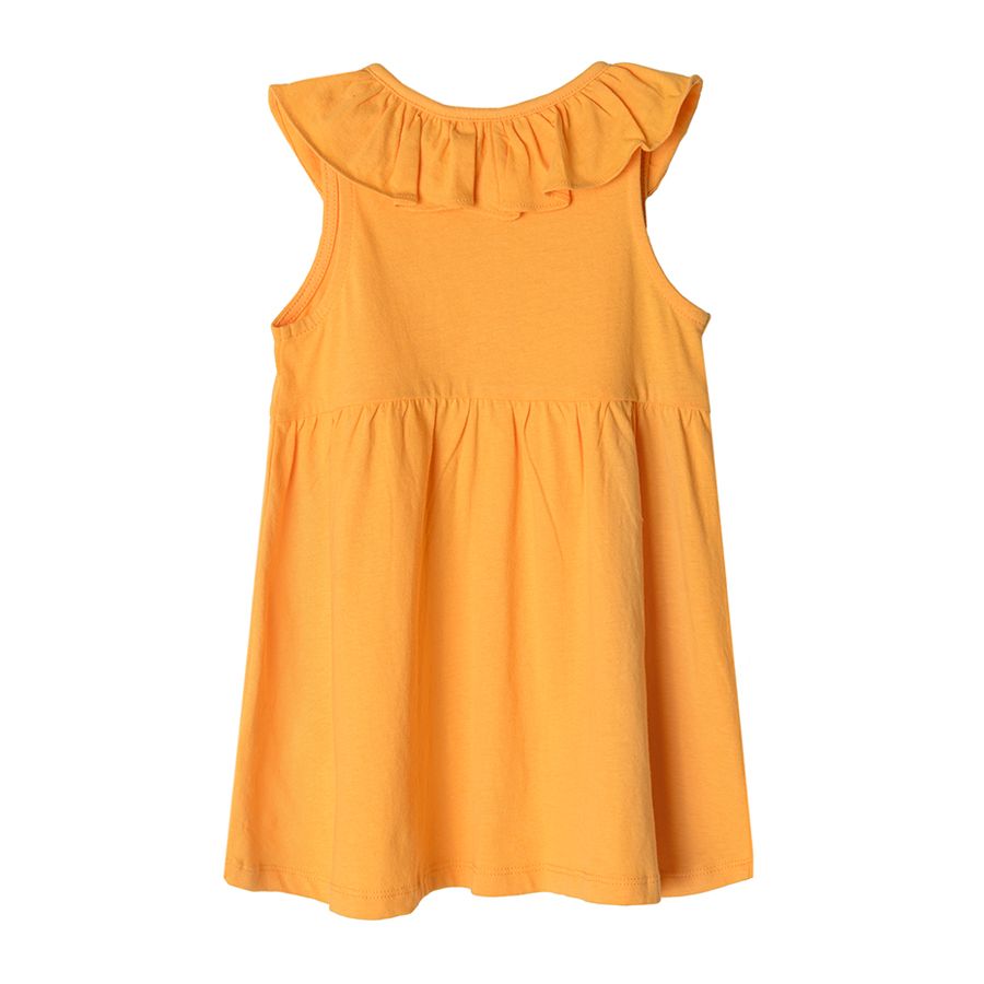 Φόρεμα αμάνικο κίτρινο με βολάν και κουμπιά